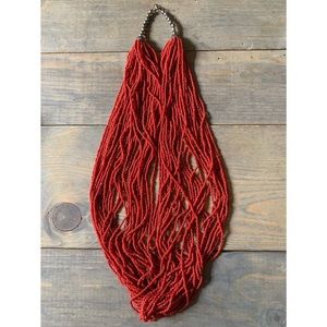 Antique hand beaded coral necklace